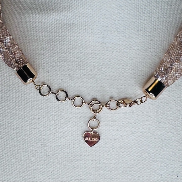 Aldo - Rose gold mesh necklace with crystals, 18” adjustable - Picture 6 of 7